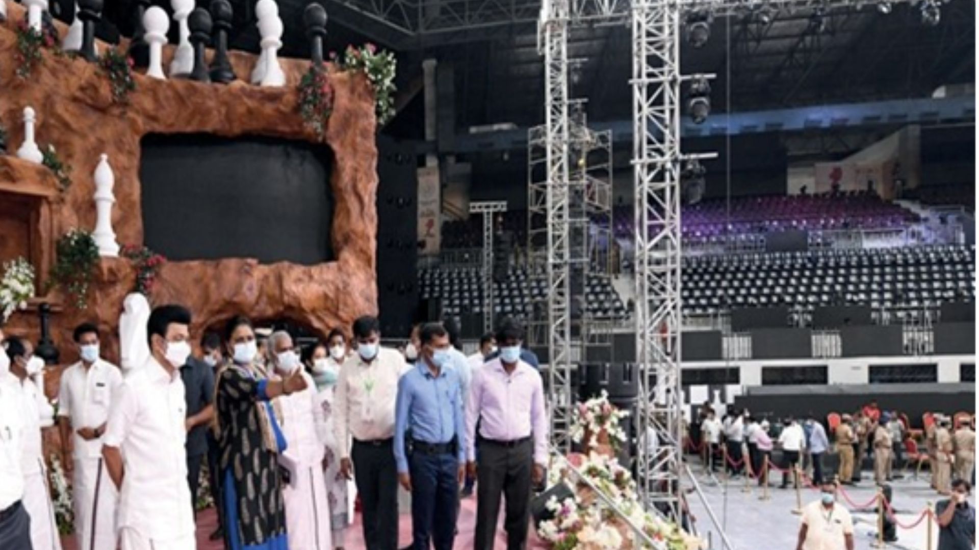 Chief Minister inspected the preparedness for the inaugural function of the 44th Chess Olympiad 2022 to be held at Nehru Indoor Stadium, Chennai.