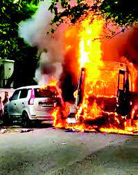 Narrow escape for 21 school kids as bus catches fire