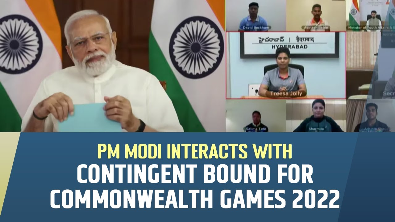 PM interacts with Indian Contingent bound for Commonwealth Games