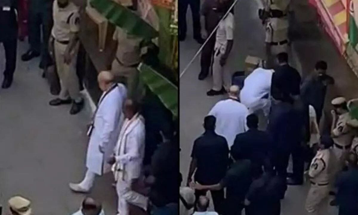 Bandi Sanjay’s video of getting Amit Shah’s footwear evokes criticism