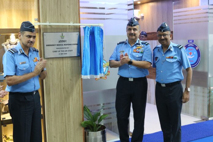 Air Chief Marshal VR Chaudhari, Chief of the Air Staff at during the launch of the emergency medical response system at Command Hospital Air Force Bangalore (CHAFB) on Tuesday.