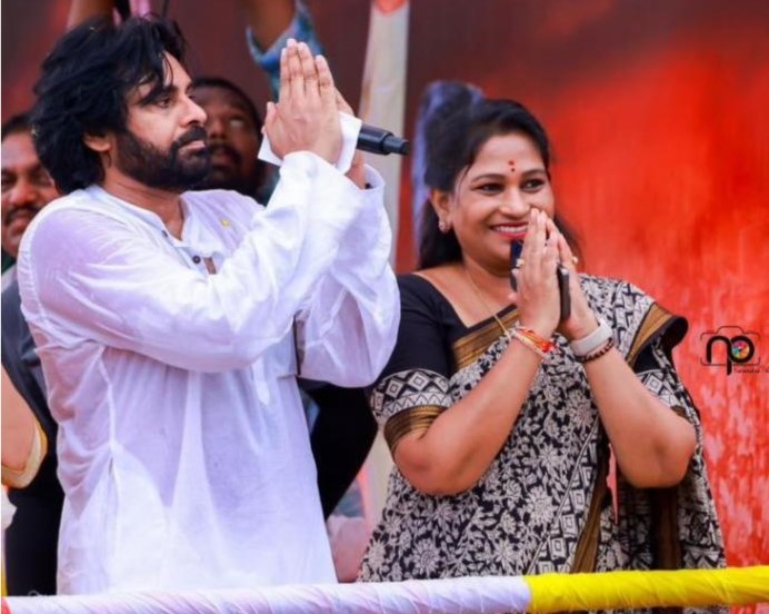 Jana Sena chief Pawan Kalyan campaigned for Anitha and appealed the people to vote for her.