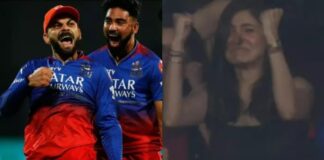 The match witnessed a heartwarming moment as RCB's skipper Virat Kohli and his wife, actor Anushka Sharma, were overwhelmed with emotions following the team's crucial win at the M. Chinnaswamy Stadium in Bengaluru on Saturday.