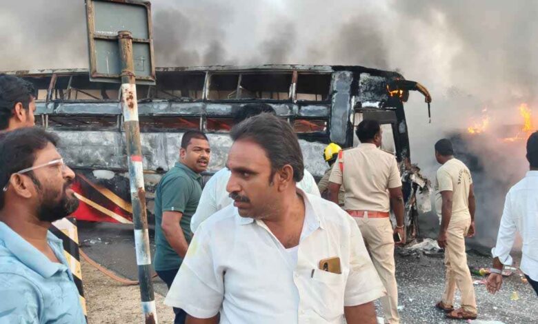 Andhra Pradesh Bus Accident Leaves Ten Dead After Travel Bus Catches Fire in Markapuram
