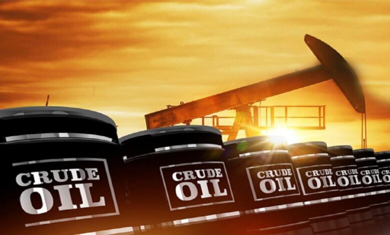 Crude oil barrels and oil pump jack representing crude oil prices crossing 100 dollars after Iran war tensions affected global energy markets