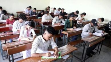 Students arriving at exam centre for Telangana Class 10 board exams 2026
