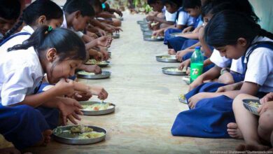 Government school students receiving breakfast under Telangana CM Breakfast Scheme