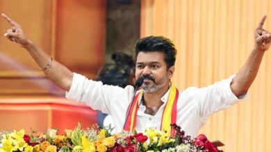 Actor Vijay addressing public during Tamil Nadu election campaign predicting surprising results and changing political trends