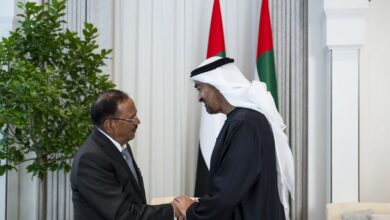 Ajit Doval meeting UAE President Sheikh Mohamed bin Zayed Al Nahyan during diplomatic visit to discuss strategic and security issues