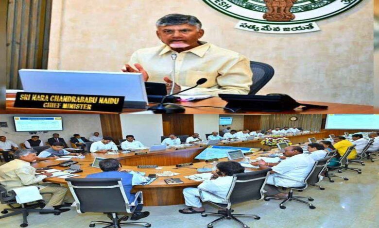 Chandrababu Naidu leading Andhra Pradesh cabinet meeting with ministers discussing Amaravati infrastructure projects and government decisions