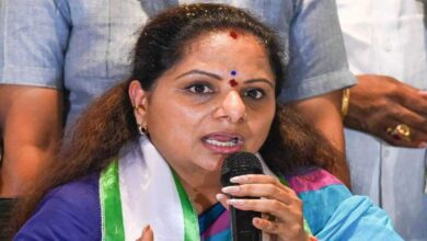Heavy traffic and police regulation near Muneerabad in Cyberabad during K Kavitha new party launch event