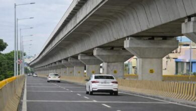 Elevated corridor construction work between Secunderabad Paradise and Dairy Farm in Hyderabad with pillars and ongoing infrastructure development