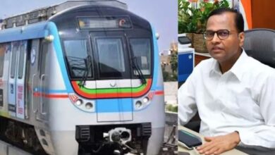 Hyderabad Metro train and officials representing new government committee managing metro operations