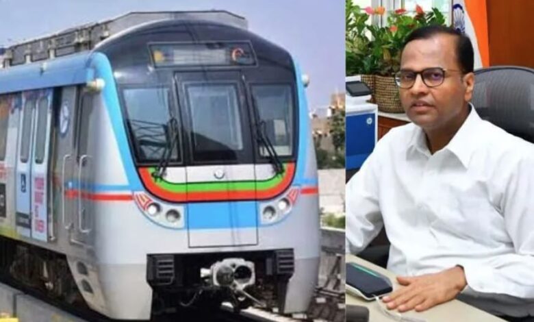 Hyderabad Metro train and officials representing new government committee managing metro operations
