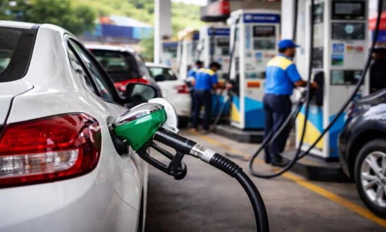 Fuel station in India with vehicles waiting as diesel price hike concerns grow