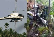 Rescue teams search helicopter crash site in dense forest after Indonesia helicopter crash killed eight people