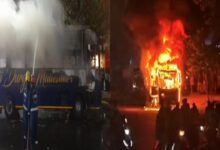 KPHB bus fire incident in Hyderabad where private travels bus caught fire and passengers were safely evacuated