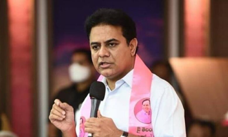 K T Rama Rao addressing BRS leaders and urging party flag hoisting across Telangana during formation day celebrations with Telangana Bhavan event in Hyderabad