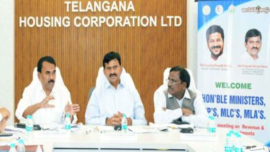 Minister Ponguleti Srinivasa Reddy speaking at a review meeting on Indiramma Houses scheme with officials and representatives