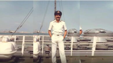 Former naval officer Purnendu Tiwari standing on a ship in uniform linked to Qatar court sentencing case