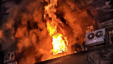 Massive fire in decoration warehouse in Quthbullapur spreading to nearby house and burning car