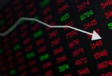 Stock market decline chart with falling Sensex and Nifty due to rising oil prices impact