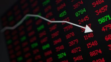 Stock market decline chart with falling Sensex and Nifty due to rising oil prices impact