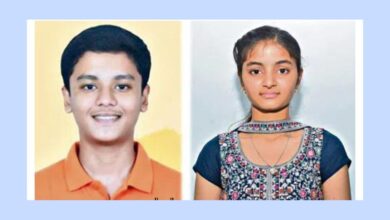 Students celebrating Telangana SSC results with happy expressions outdoors