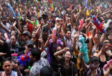 Thailand Songkran festival celebrations with heavy traffic and accidents during New Year week