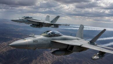 Two American fighter jets flying close during the Idaho air show moments before the mid air collision incident