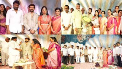 Bandla Ganesh daughter engagement ceremony attended by political leaders and film celebrities in Hyderabad