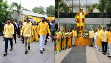 Chandrababu and Lokesh Pay Rich Tributes on NTR Birth Anniversary