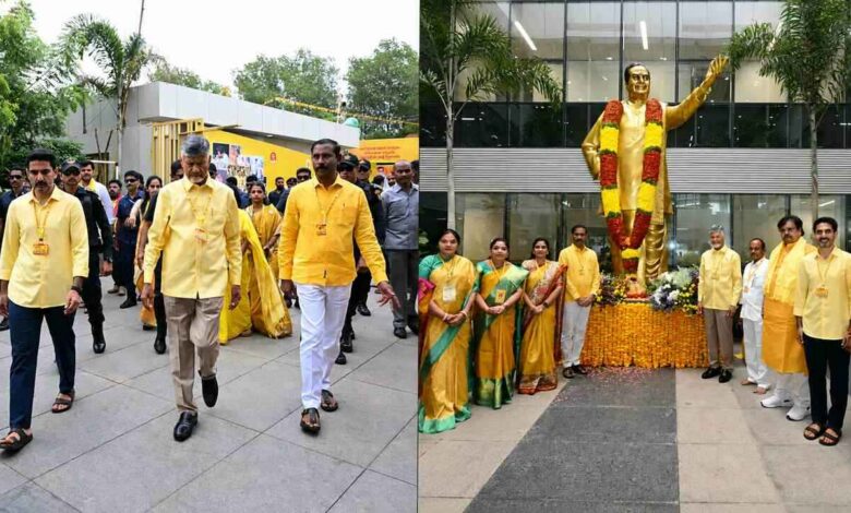 Chandrababu and Lokesh Pay Rich Tributes on NTR Birth Anniversary