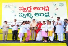 Chief Minister Chandrababu addressing a public meeting on investment growth infrastructure projects and Swachh Andhra development plans in North Andhra