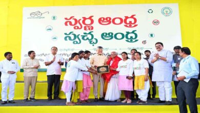 Chief Minister Chandrababu addressing a public meeting on investment growth infrastructure projects and Swachh Andhra development plans in North Andhra