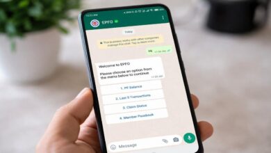 User accessing EPFO WhatsApp services for PF balance and claim details on a smartphone screen