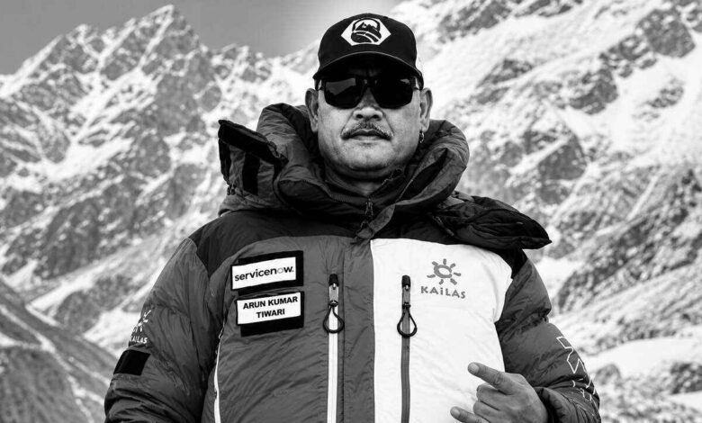Hyderabad mountaineer Arun Kumar Tiwari during his Everest expedition in the Himalayan region