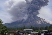 Massive ash eruption from Mount Dukono volcano in Indonesia during deadly climbing incident