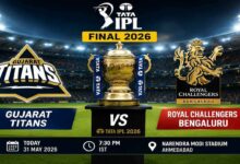 IPL trophy displayed ahead of the IPL 2026 final between Gujarat Titans and Royal Challengers Bengaluru at Narendra Modi Stadium in Ahmedabad.