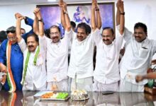 Crowd celebrating Congress led UDF victory in Kerala elections after defeating Left government and ending ten year rule