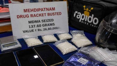 MDMA packets, mobile phones, weighing scale and Rapido delivery bag seized in the Mehdipatnam drug racket case