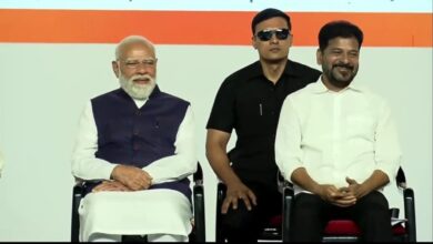 Narendra Modi and Revanth Reddy during Telangana infrastructure and development projects event in Hyderabad