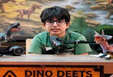 Nara Devansh speaking during the launch of his Dino Deets podcast channel focused on dinosaurs and fossils