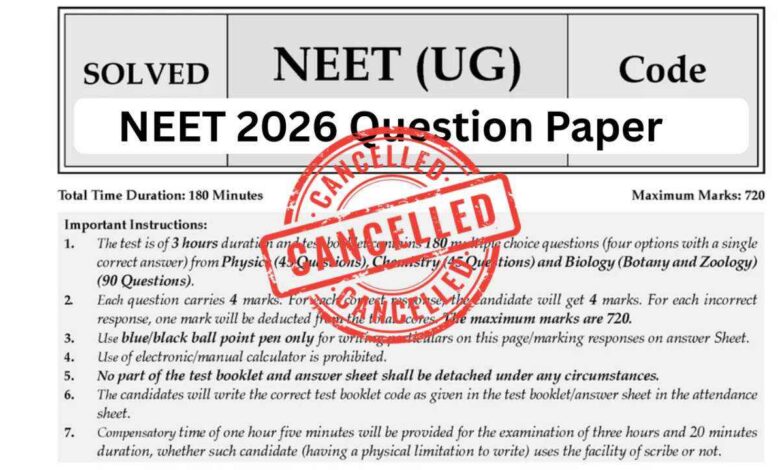 Medical aspirants react after the National Testing Agency cancelled NEET UG 2026 following nationwide allegations of question paper leak and examination irregularities