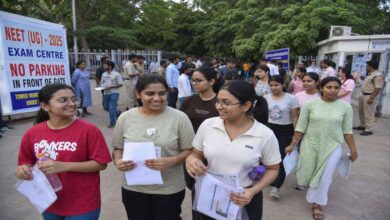 Students coming out of NEET UG exam centre in India after completing medical entrance test