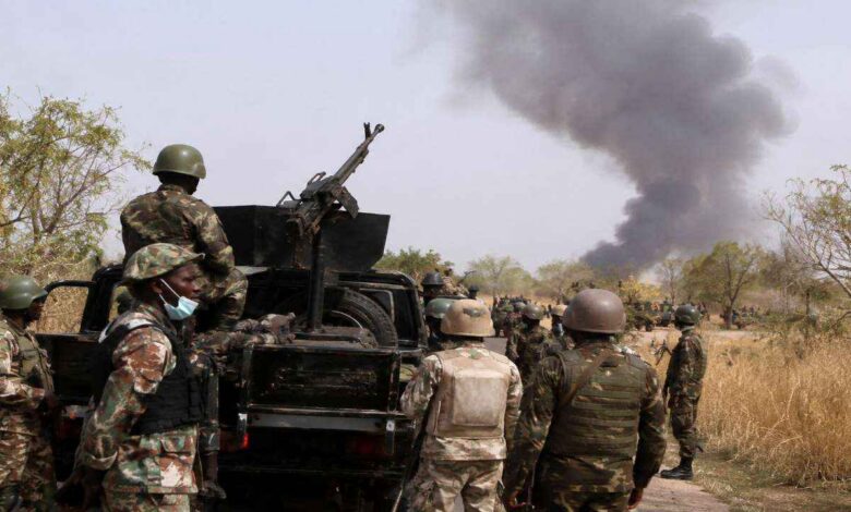 Military personnel during a counterterrorism operation in Nigeria targeting ISIS linked militant positions and security threats