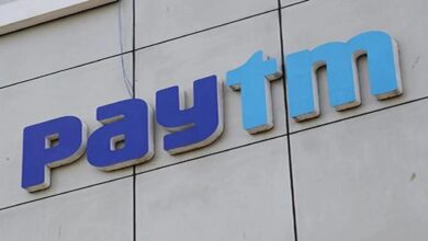 Paytm mobile payment application displayed on smartphone screen after company announced quarterly profit and revenue growth