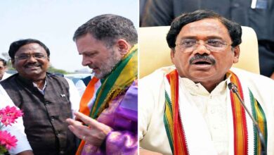 Rahul Gandhi and Minister Gaddam Vivek Venkataswamy during a meeting on Telangana gig workers welfare and labour rights