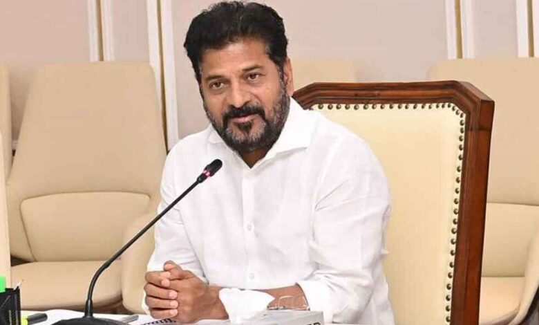 Telangana Chief Minister Revanth Reddy during an official review meeting regarding the Bhagirath POCSO case investigation.