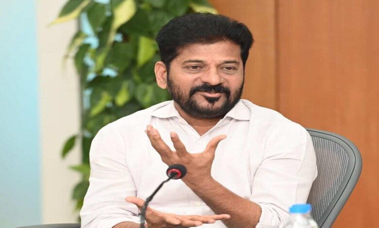 Revanth Reddy paying tribute to Rajiv Gandhi while speaking about Women Reservation Bill and women's political representation in Telangana